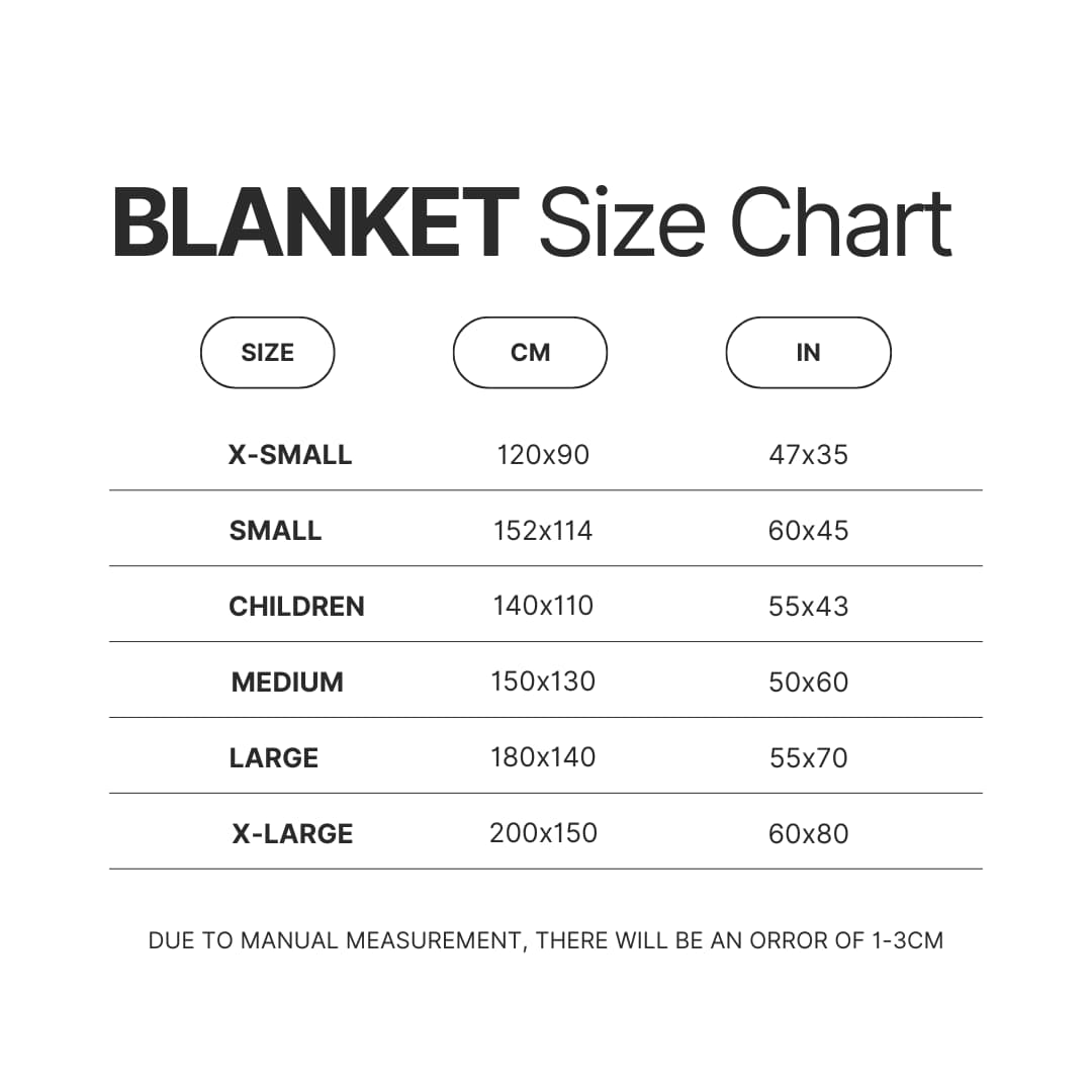 Blanket Size Chart - Aphmau Store