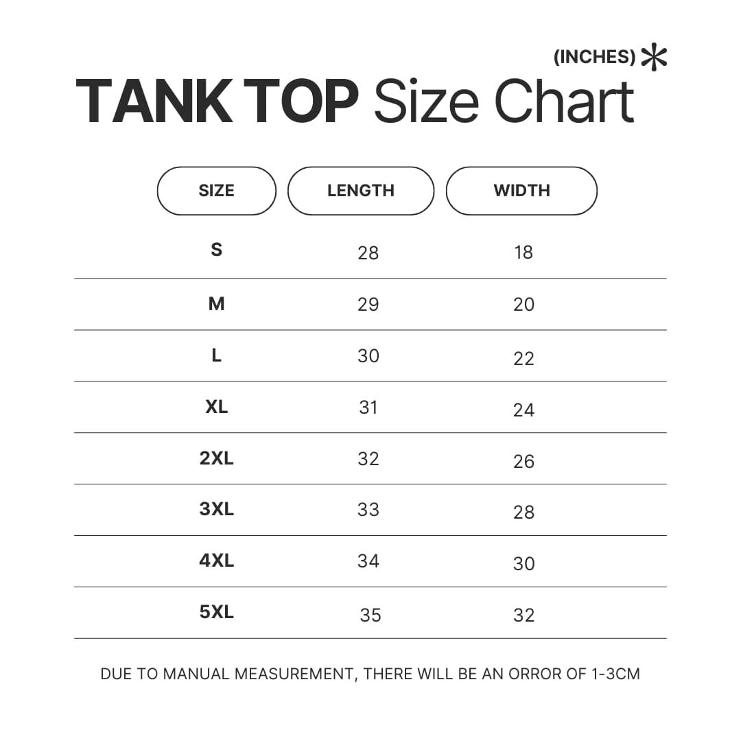 Tank Top Size Chart - Aphmau Store